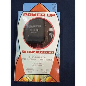 Power Up fast and secure 3' cable and pd home charger 20w - USBC TO 8-PIN